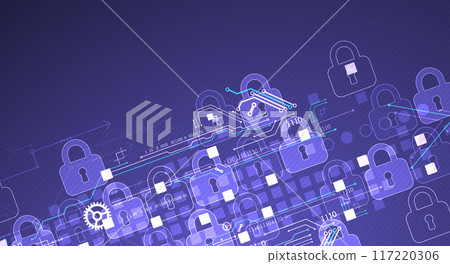 Secure digital background. Virtual confidential, programming protection. Hand drawn vector. Secure digital background. Virtual confidential, programming protection. Hand drawn vector. 117220306