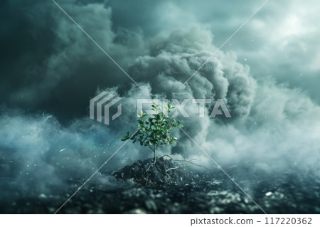 Conceptual image of toxic smoke being released into the environment, 117220362