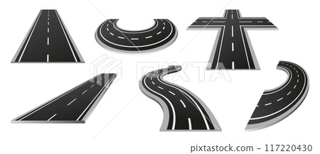 Set of street road segments. Vector asphalt track 117220430