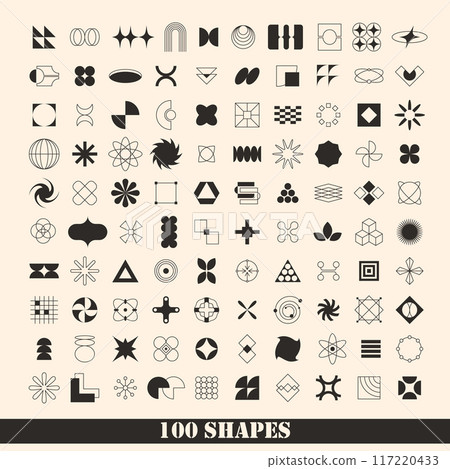 Set of retro shape or isolated vector icon. 100 117220433