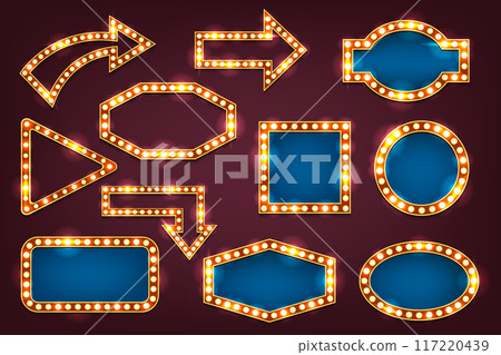 Set of retro sign and arrows. Vector lightbox 117220439