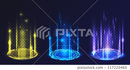 Set of vector portal or magic podium effect.Circle 117220460