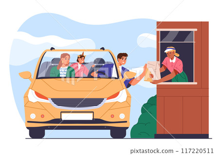 Food take out or takeaway. Vector drive through 117220511