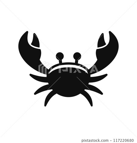 Crab Silhouette Icon on White Background. Sea Animal Logo. Vector 117220680