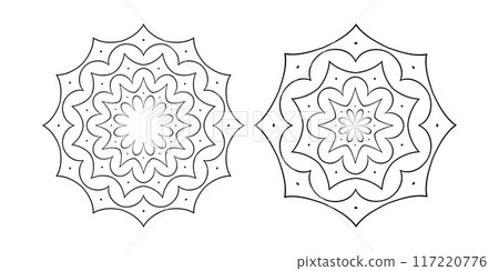 Decorative Radial Geometric Outline Patterns Set. 117220776