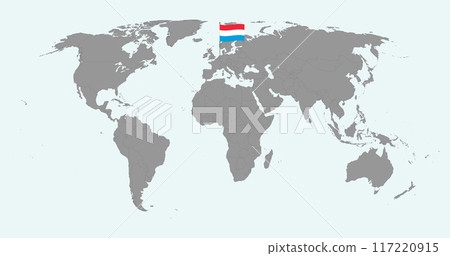 Pin map with Luxembourg flag on world map. Vector illustration. 117220915