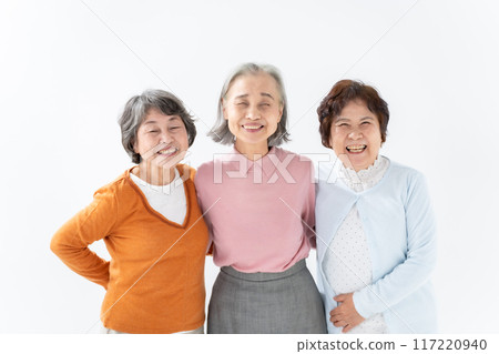 Friendly senior women 3 people 117220940