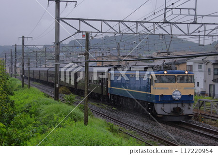 "Retro Yokohama" train pulled by EF65-501 running on the Yokosuka Line on a cloudy day_Photo taken on June 28, 2009 117220954