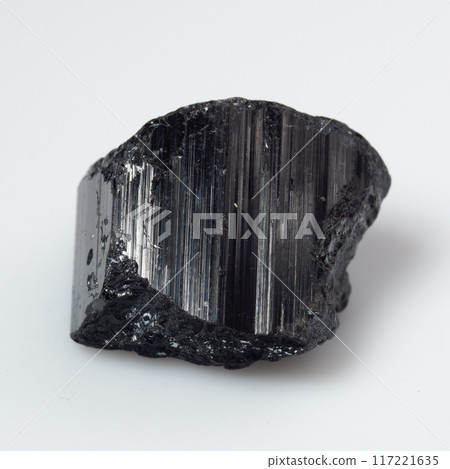 natural black tourmaline scherl on the white background 117221635