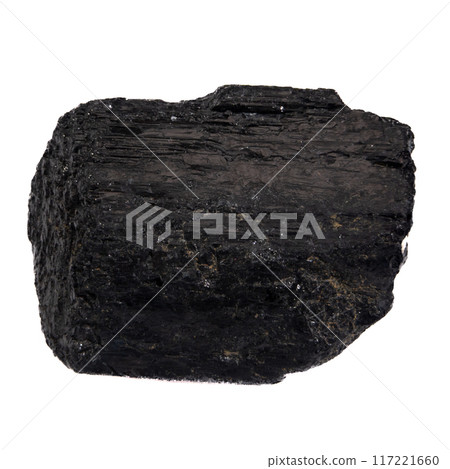 natural black tourmaline scherl on the white background 117221660