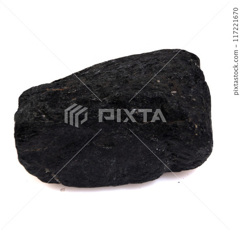 natural black tourmaline scherl on the white background 117221670
