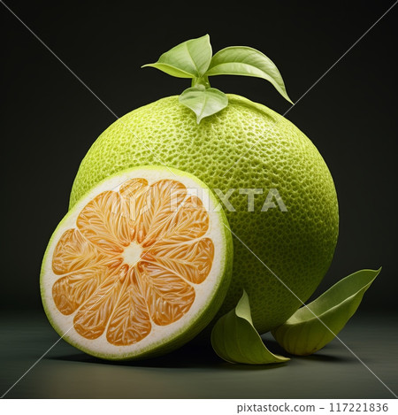 Fresh and juicy ripe grapefruit halves isolated on a solid color background Fresh and juicy ripe grapefruit halves isolated on a solid color background 117221836