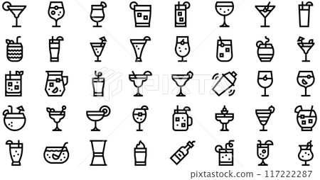 Cocktails Icons collection is a vector illustration with editable stroke. Cocktails Icons collection is a vector illustration with editable stroke. 117222287