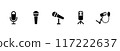 Vector icon set of various types of microphones 117222637