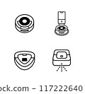 Vector icon set of various types of robot vacuum cleaners 117222640