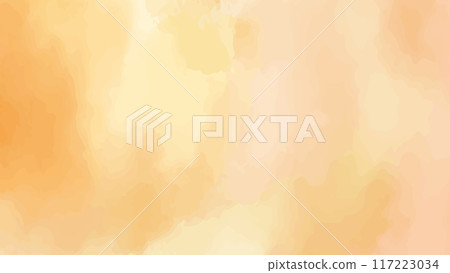 Autumn-like orange watercolor background material, vector illustration, texture, 16:9, background frame, yellow, brown 117223034