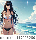 夏天的大海和泳裝的美麗女人 117223266