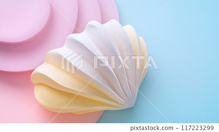 Stylish Pastel Shell on a Soft and Serene Background for Aesthetic Appeal and Design 117223299
