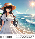美麗的女人站在海邊 117223327