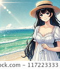 海灘上戴著草帽的女人 117223333