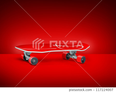 red skateboard isolated on red background red skateboard isolated on red background 117224007