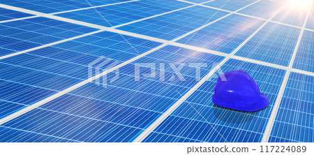 electrician hat Placed on a solar cell plan maintenance concept solar energy clean energy 117224089