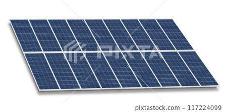 Photovoltaic solar cell panels isolated on white background. Environmental theme. Green energy concept. 117224099