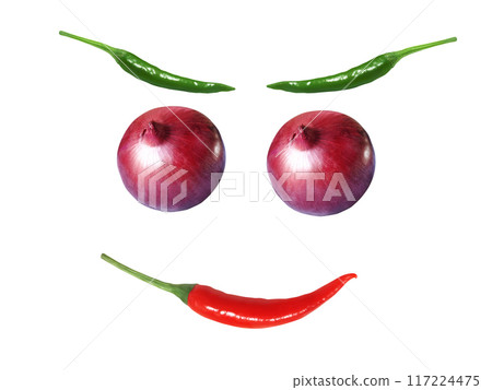 Funny fantasy character made of fresh vegetables on isolated background 117224475