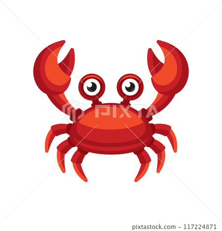 Cute Crab Icon on White Background. Sea Animal Logo. Vector Cute Crab Icon on White Background. Sea Animal Logo. Vector 117224871