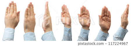 Raised up hand palm 117224967