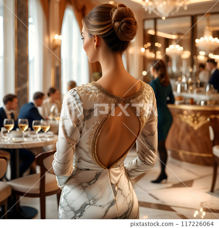 A high-end restaurant owner watching over a party 117226064