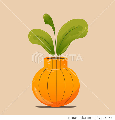 Autumn concept for postcard, card, for thematic banner, poster. Autumn composition, decorative elements. Stock vector illustration, leaves in a vase. Autumn concept for postcard, card, for thematic banner, poster. Autumn composition, decorative elements. Stock vector illustration, leaves in a vase. 117226068