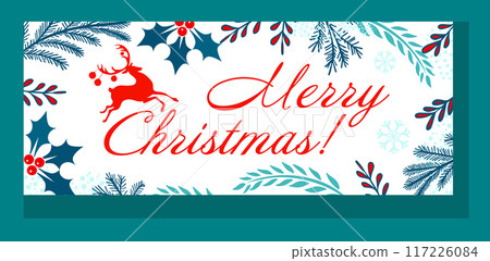 Deer Christmas card. Happy new year 2025. hand drawing. Not AI, Vector illustrations. Deer Christmas card. Happy new year 2025. hand drawing. Not AI, Vector illustrations. 117226084