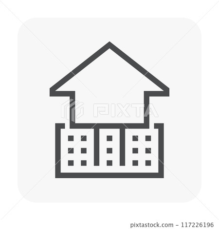 house building and depth pile vector icon, geotechnical engineering. house building and depth pile vector icon, geotechnical engineering. 117226196