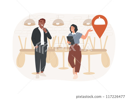 Choosing restaurant location isolated cartoon vector illustrations. Choosing restaurant location isolated cartoon vector illustrations. 117226477