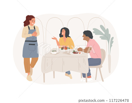 Solving conflicts in a restaurant isolated cartoon vector illustrations. Solving conflicts in a restaurant isolated cartoon vector illustrations. 117226478
