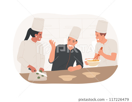 Kitchen staff training isolated cartoon vector illustrations. Kitchen staff training isolated cartoon vector illustrations. 117226479