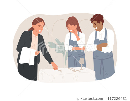 Restaurant service training isolated cartoon vector illustrations. Restaurant service training isolated cartoon vector illustrations. 117226481