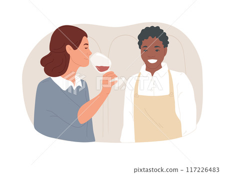 Client tasting wine isolated cartoon vector illustrations. 117226483