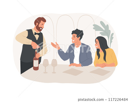 Opening a wine bottle isolated cartoon vector illustrations. 117226484