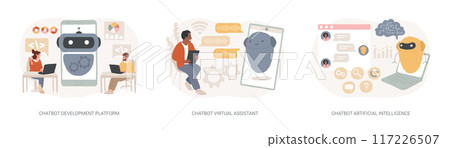 Chatbot programming isolated concept vector illustration set. 117226507