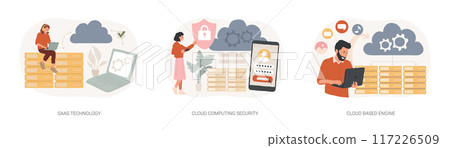 Cloud software isolated concept vector illustration set. Cloud software isolated concept vector illustration set. 117226509