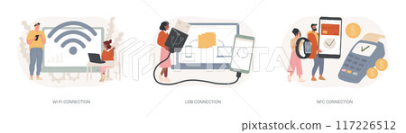Device connectivity isolated concept vector illustration set. 117226512