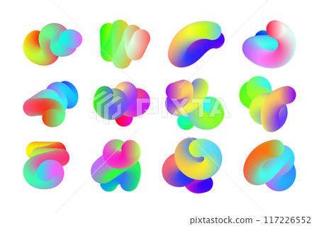 abstract 3d fluid shapes, colorful gradient designs. Vector illustration 117226552