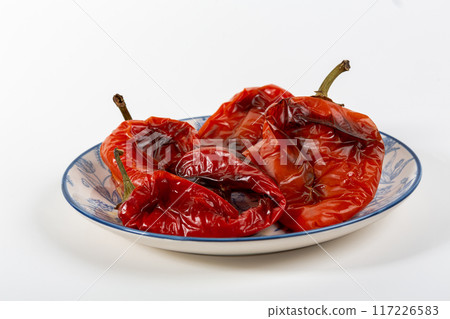 Grilled peppers fresh out of the oven 117226583