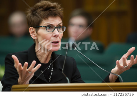 Empowering Voice: Woman in Formal Attire Accuses Amidst Debate Empowering Voice: Woman in Formal Attire Accuses Amidst Debate 117226739