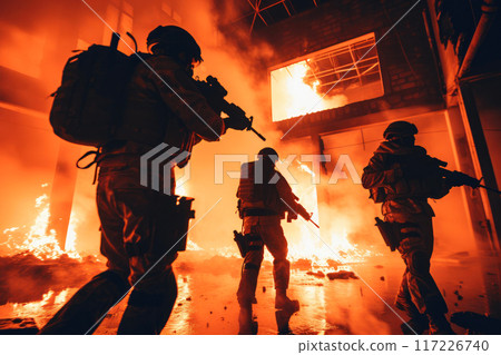 Urban Warriors: Soldiers Amidst Chaos 117226740