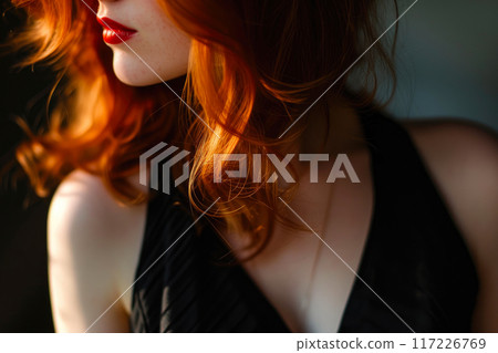 Vibrant Ginger: Captivating Shoulder Shot 117226769