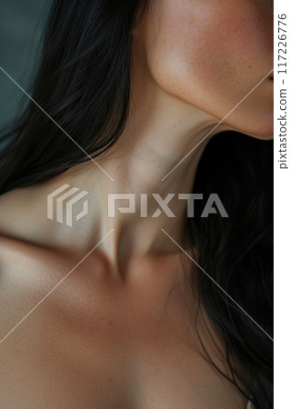 Graceful Black-Haired Beauty Close-Up 117226776