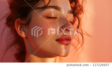 Radiant Serenity: Facial Treatment in Late Afternoon Glow 117226937